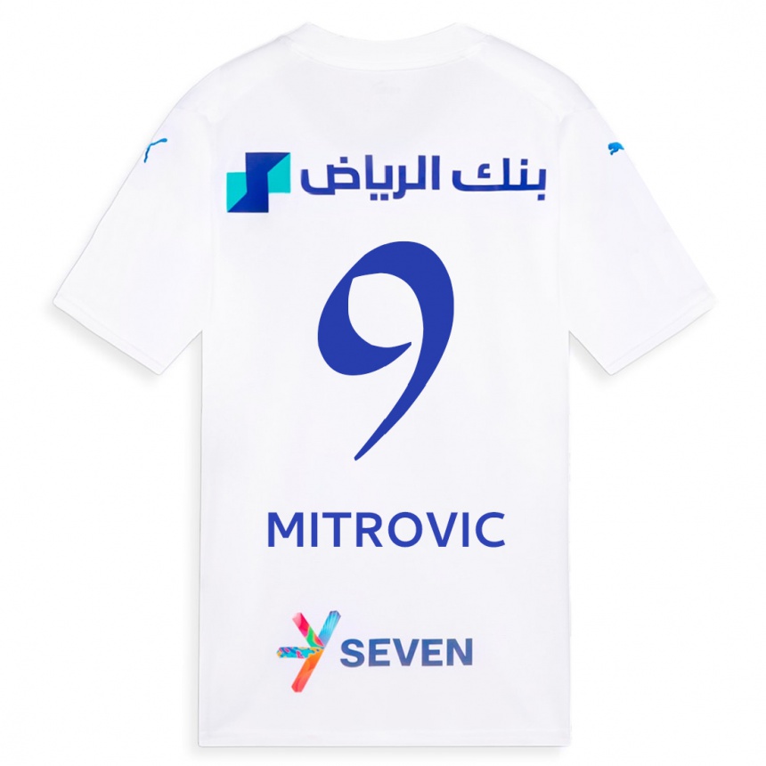 Herren Fußball Aleksandar Mitrovic #9 Weiß Auswärtstrikot Trikot 2023/24 T-Shirt Luxemburg