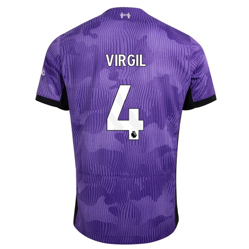 Herren Fußball Virgil Van Dijk #4 Lila Ausweichtrikot Trikot 2023/24 T-Shirt Luxemburg