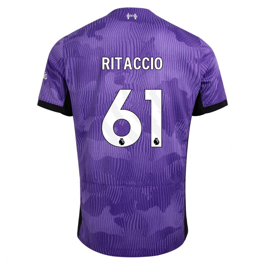 Herren Fußball Matteo Ritaccio #61 Lila Ausweichtrikot Trikot 2023/24 T-Shirt Luxemburg