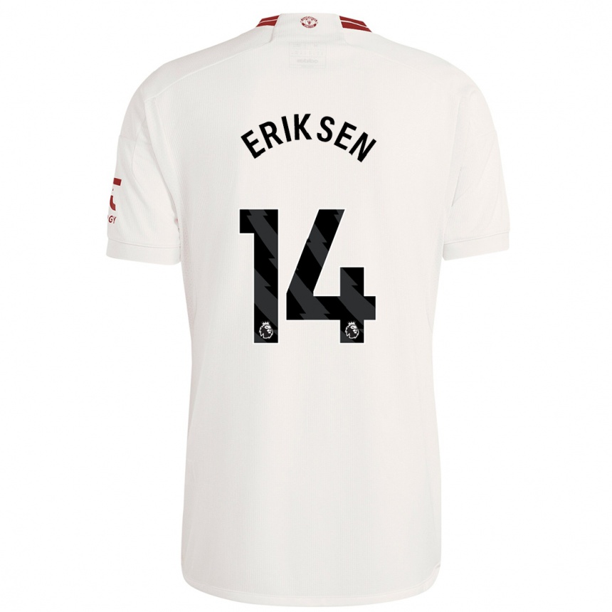 Herren Fußball Christian Eriksen #14 Weiß Ausweichtrikot Trikot 2023/24 T-Shirt Luxemburg