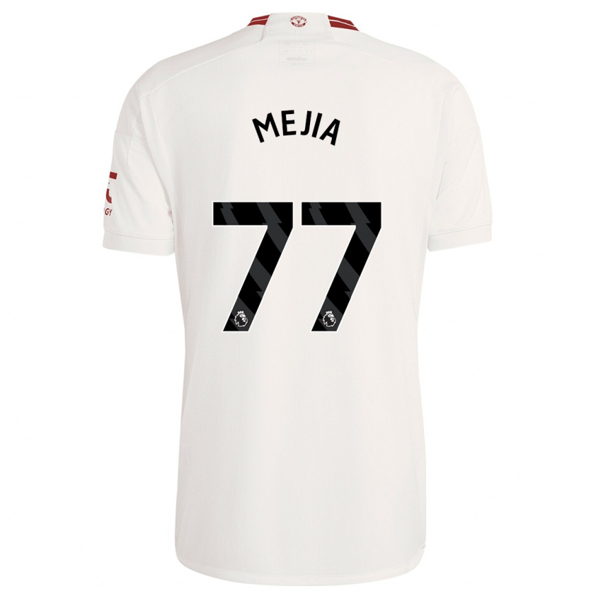 Herren Fußball Mateo Mejia #77 Weiß Ausweichtrikot Trikot 2023/24 T-Shirt Luxemburg