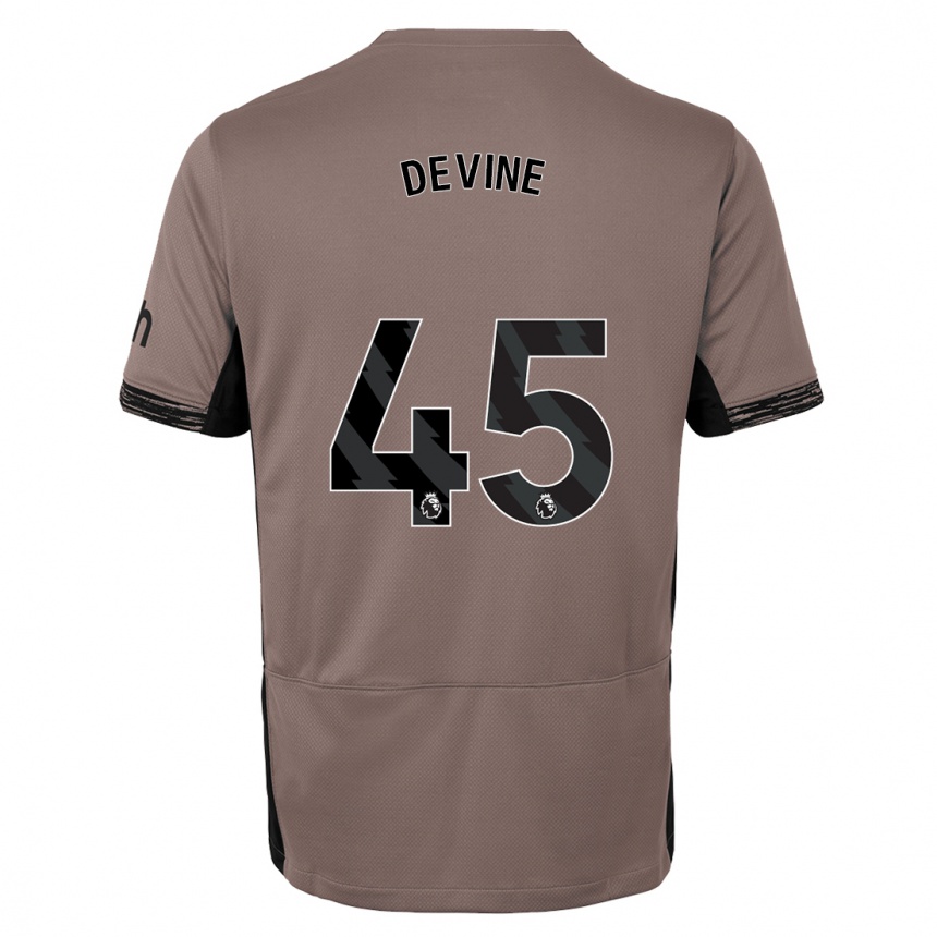 Herren Fußball Alfie Devine #45 Dunkelbeige Ausweichtrikot Trikot 2023/24 T-Shirt Luxemburg