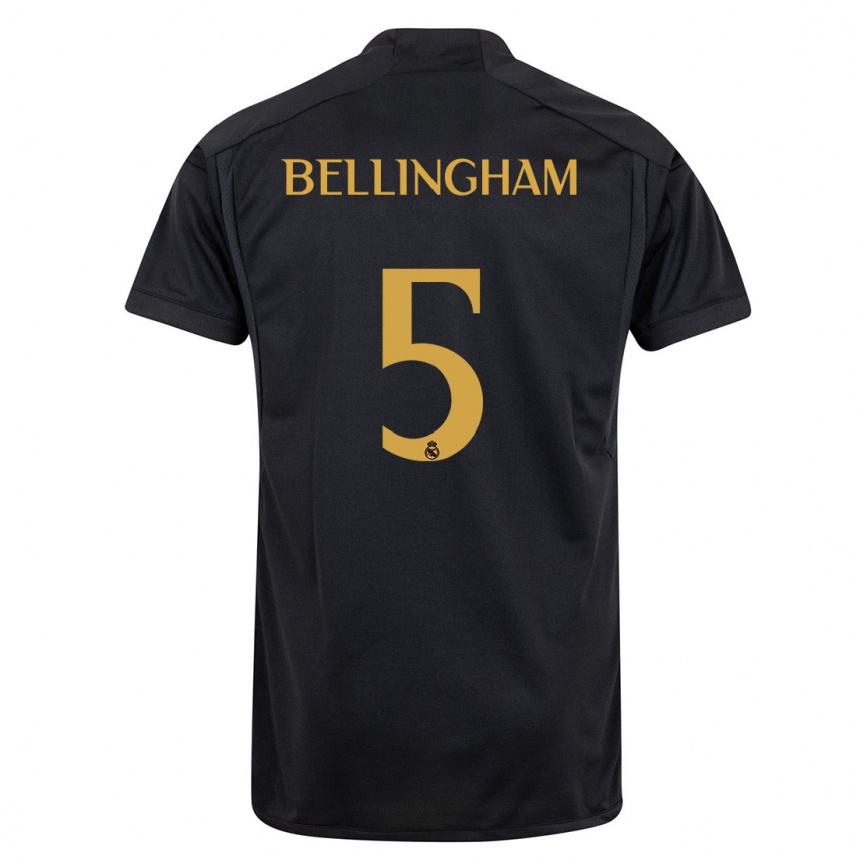 Herren Fußball Jude Bellingham #5 Schwarz Ausweichtrikot Trikot 2023/24 T-Shirt Luxemburg