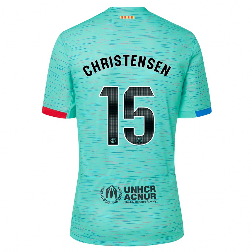 Herren Fußball Andreas Christensen #15 Helles Aqua Ausweichtrikot Trikot 2023/24 T-Shirt Luxemburg