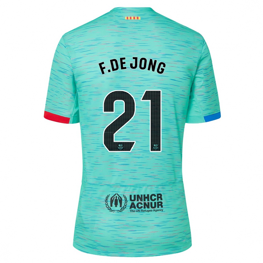 Herren Fußball Frenkie De Jong #21 Helles Aqua Ausweichtrikot Trikot 2023/24 T-Shirt Luxemburg