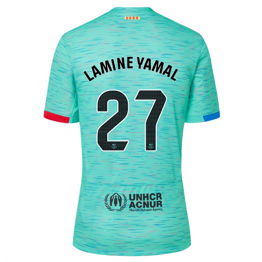 Herren Fußball Lamine Yamal #27 Helles Aqua Ausweichtrikot Trikot 2023/24 T-Shirt Luxemburg