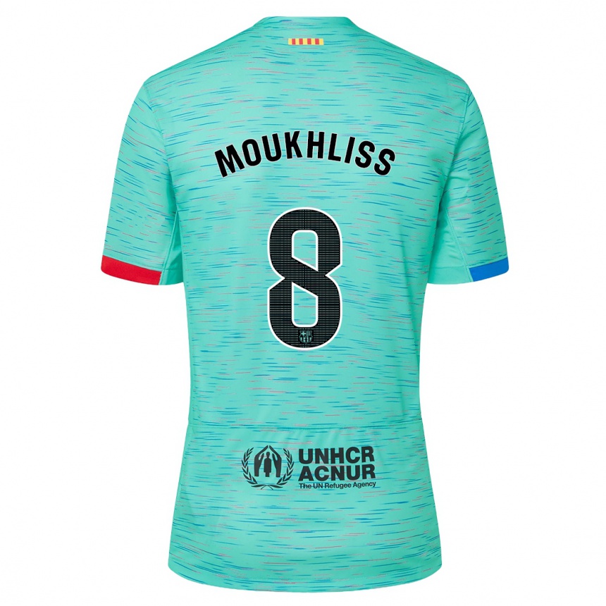 Herren Fußball Moha Moukhliss #8 Helles Aqua Ausweichtrikot Trikot 2023/24 T-Shirt Luxemburg