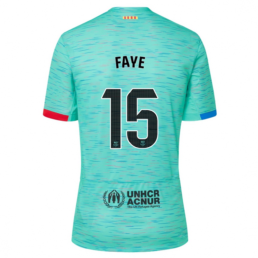 Herren Fußball Mikayil Faye #15 Helles Aqua Ausweichtrikot Trikot 2023/24 T-Shirt Luxemburg