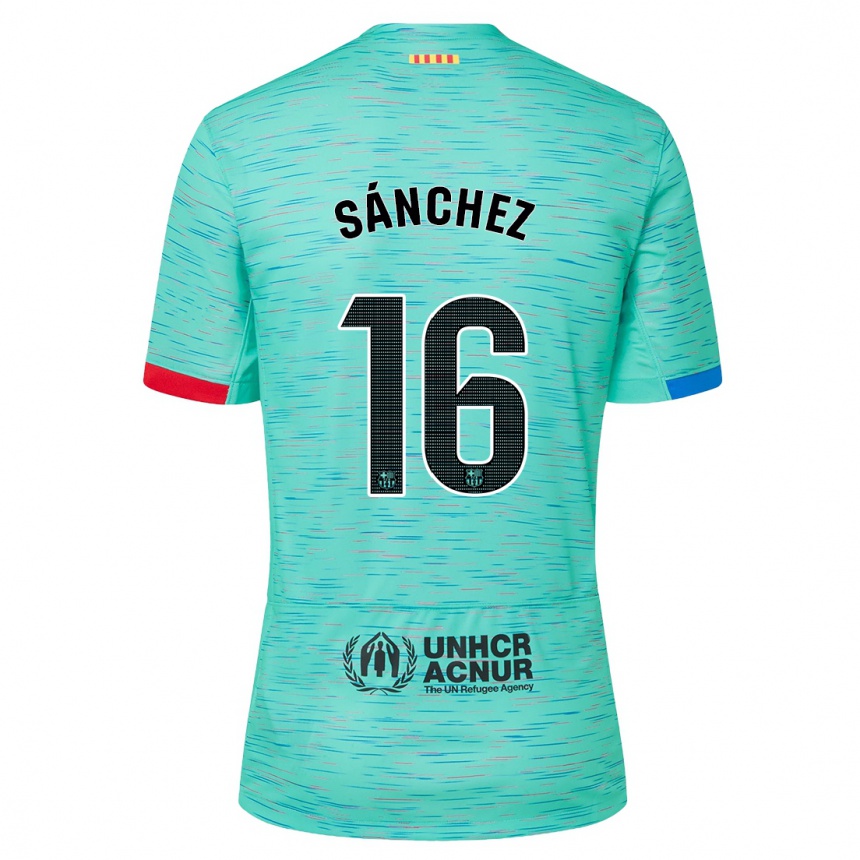 Herren Fußball Edu Sánchez #16 Helles Aqua Ausweichtrikot Trikot 2023/24 T-Shirt Luxemburg