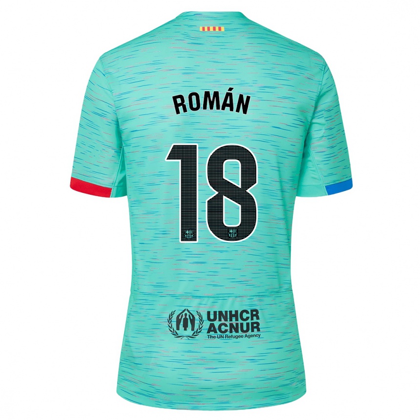 Herren Fußball Pocho Román #18 Helles Aqua Ausweichtrikot Trikot 2023/24 T-Shirt Luxemburg