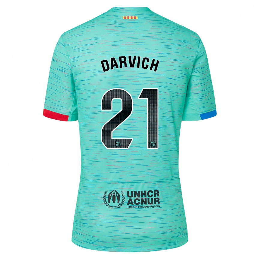 Herren Fußball Noah Darvich #21 Helles Aqua Ausweichtrikot Trikot 2023/24 T-Shirt Luxemburg