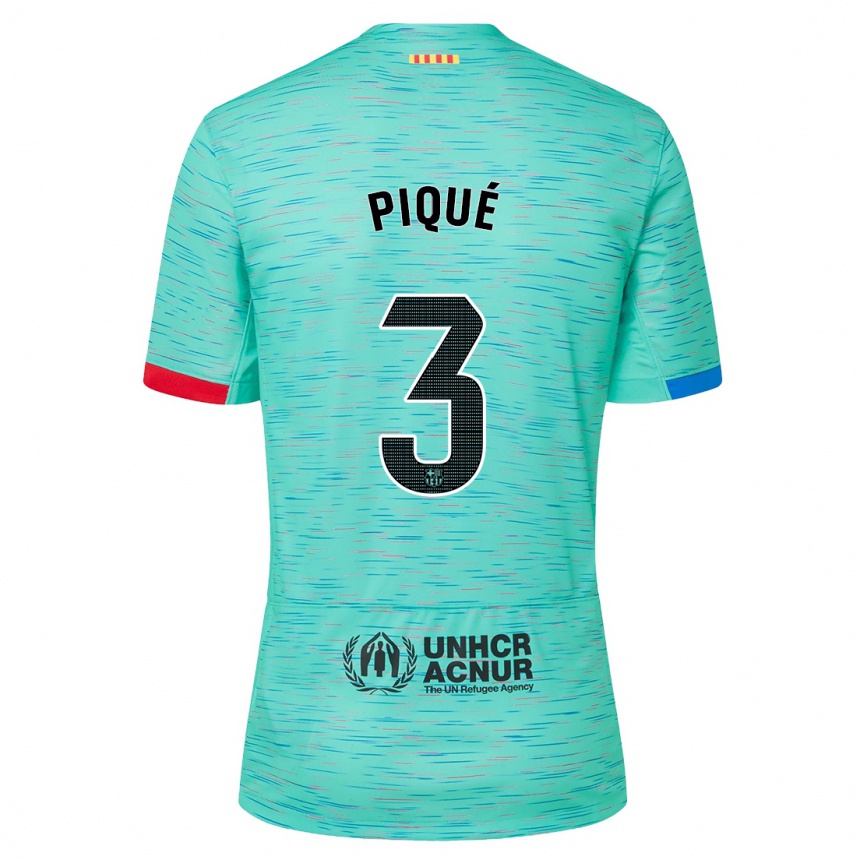 Herren Fußball Gerard Pique #3 Helles Aqua Ausweichtrikot Trikot 2023/24 T-Shirt Luxemburg