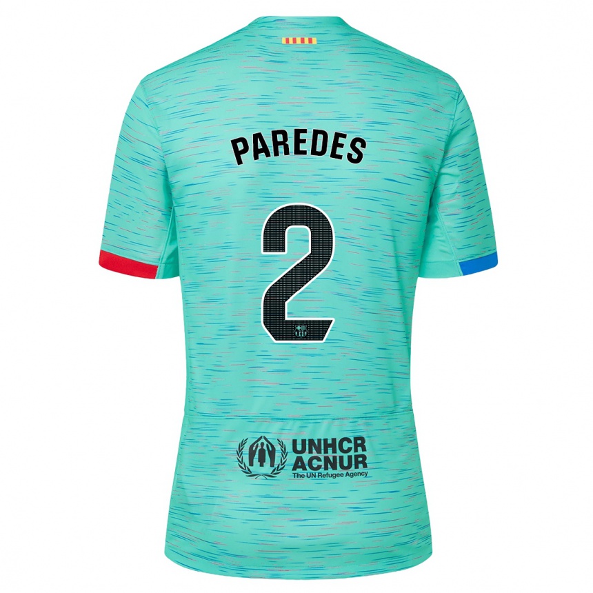 Herren Fußball Irene Paredes #2 Helles Aqua Ausweichtrikot Trikot 2023/24 T-Shirt Luxemburg