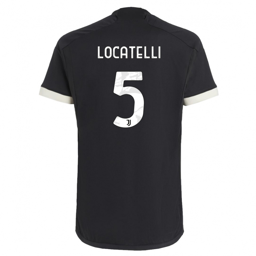 Herren Fußball Manuel Locatelli #5 Schwarz Ausweichtrikot Trikot 2023/24 T-Shirt Luxemburg