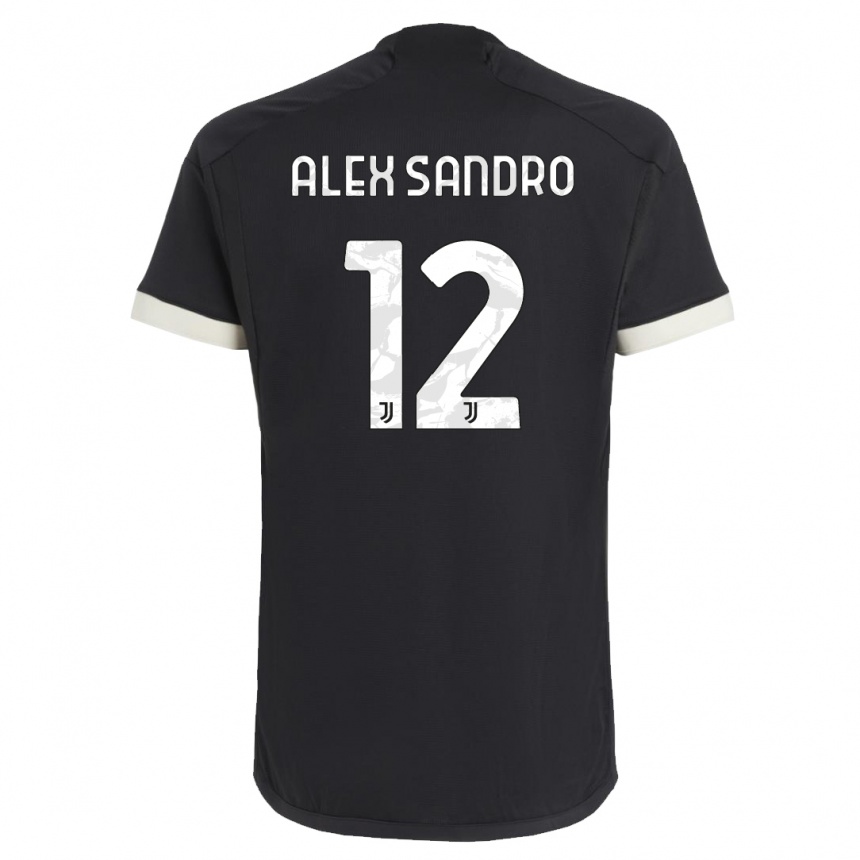 Herren Fußball Alex Sandro #12 Schwarz Ausweichtrikot Trikot 2023/24 T-Shirt Luxemburg