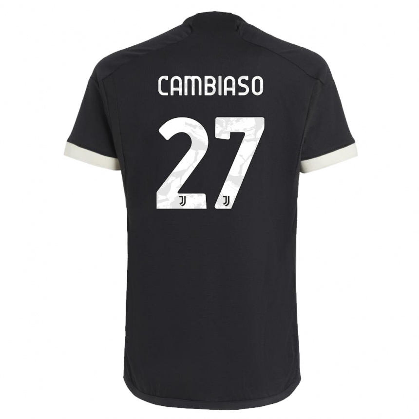 Herren Fußball Andrea Cambiaso #27 Schwarz Ausweichtrikot Trikot 2023/24 T-Shirt Luxemburg