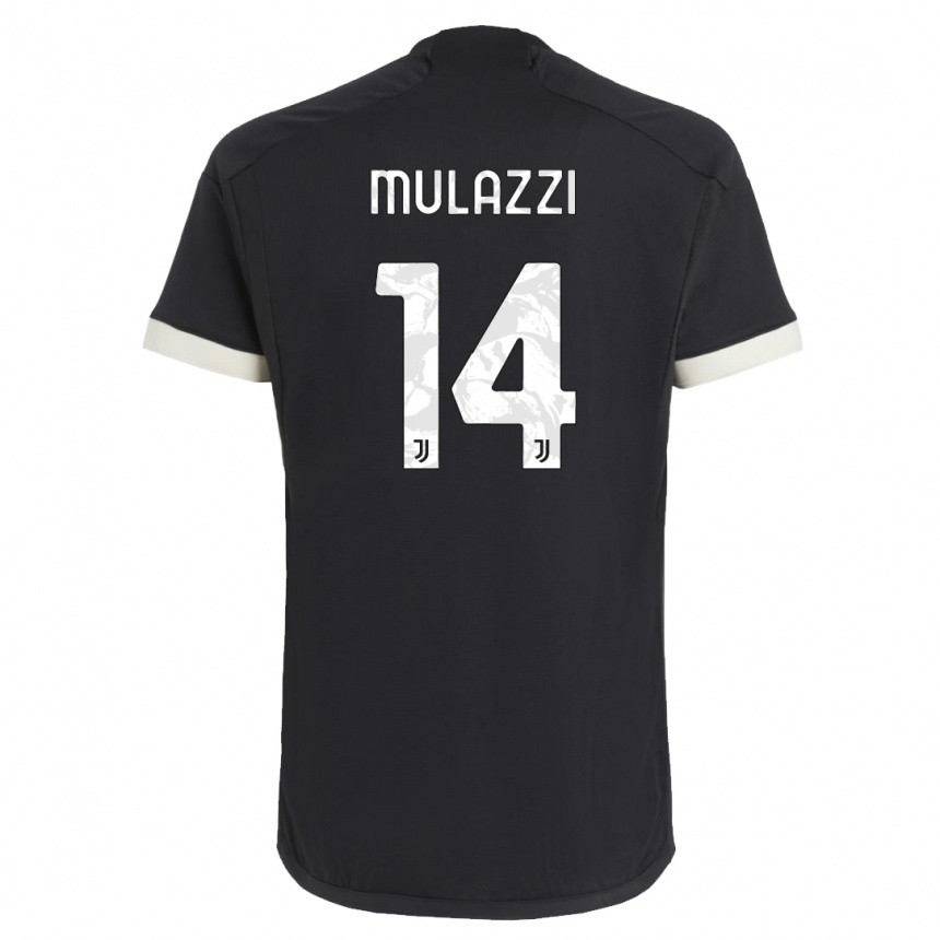 Herren Fußball Gabriele Mulazzi #14 Schwarz Ausweichtrikot Trikot 2023/24 T-Shirt Luxemburg