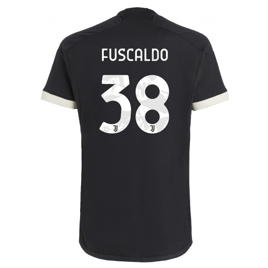 Herren Fußball Matteo Fuscaldo #38 Schwarz Ausweichtrikot Trikot 2023/24 T-Shirt Luxemburg