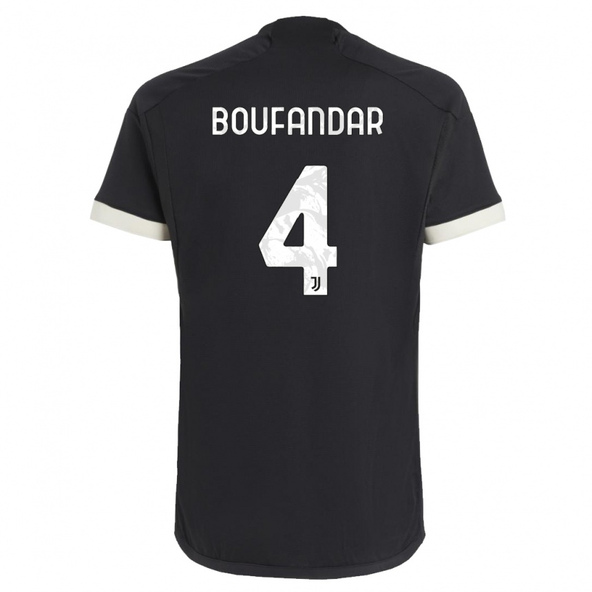 Herren Fußball Adam Boufandar #4 Schwarz Ausweichtrikot Trikot 2023/24 T-Shirt Luxemburg