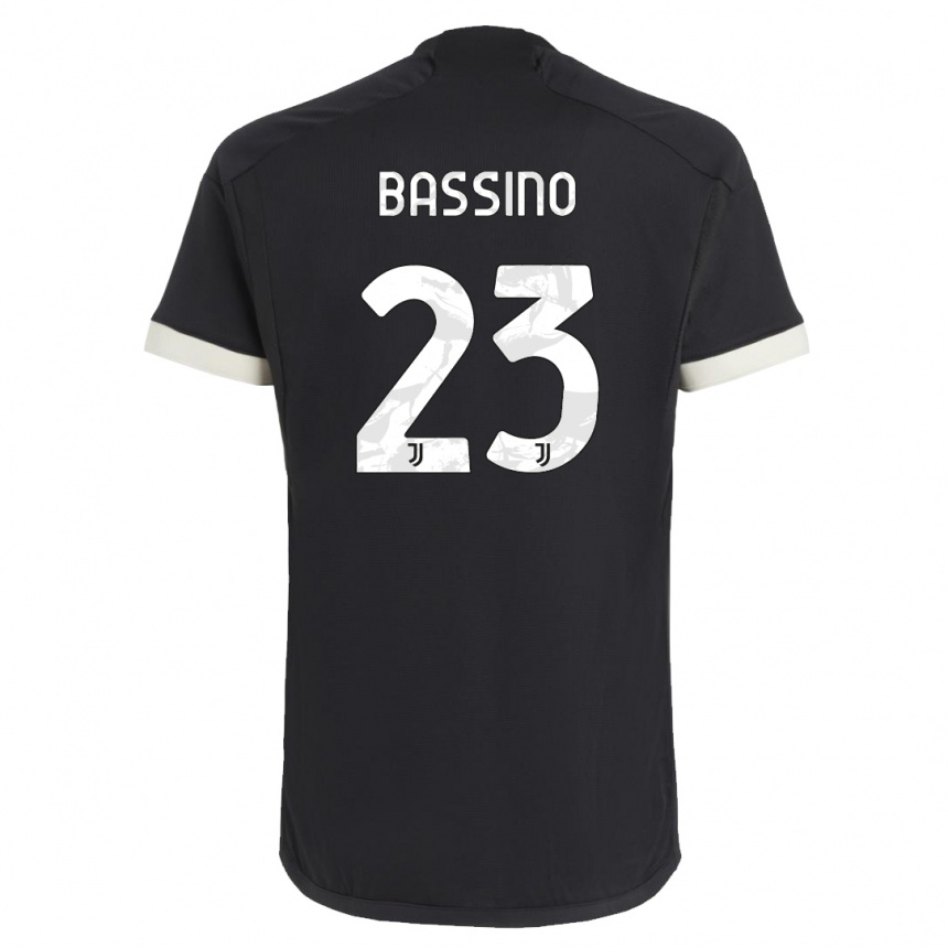 Herren Fußball Alessandro Bassino #23 Schwarz Ausweichtrikot Trikot 2023/24 T-Shirt Luxemburg