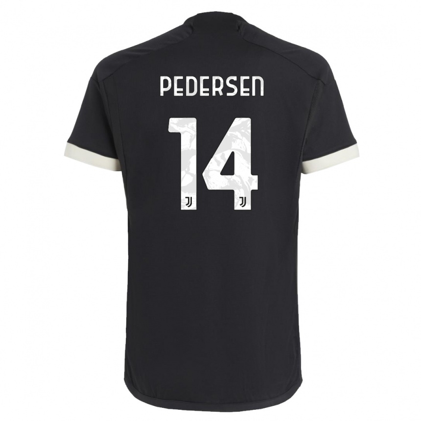 Herren Fußball Sofie Junge Pedersen #14 Schwarz Ausweichtrikot Trikot 2023/24 T-Shirt Luxemburg