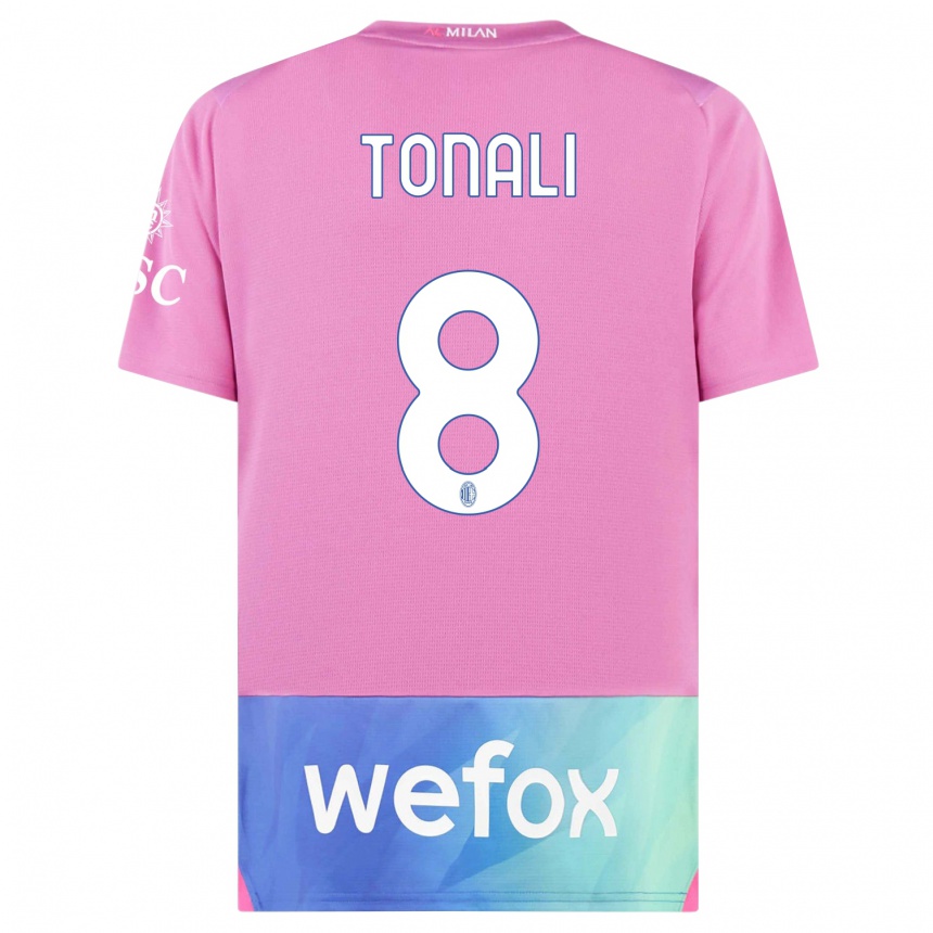 Herren Fußball Sandro Tonali #8 Pink Lila Ausweichtrikot Trikot 2023/24 T-Shirt Luxemburg