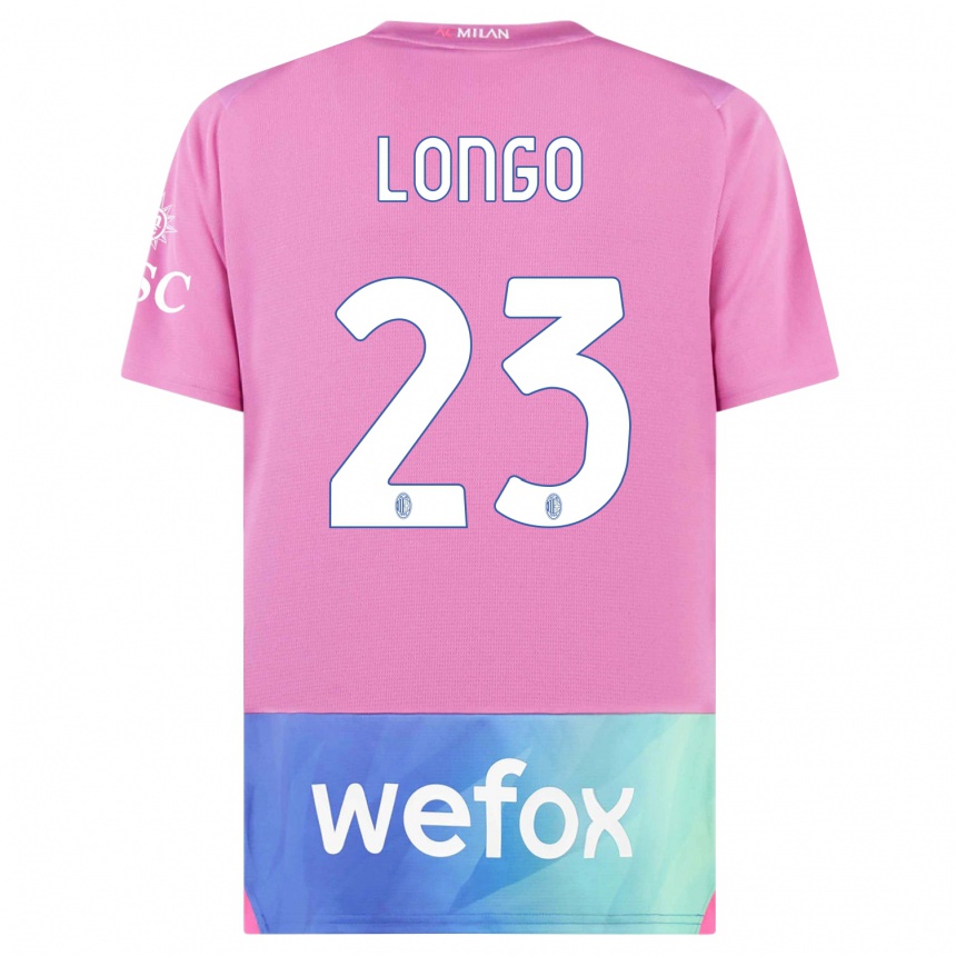 Herren Fußball Miriam Longo #23 Pink Lila Ausweichtrikot Trikot 2023/24 T-Shirt Luxemburg