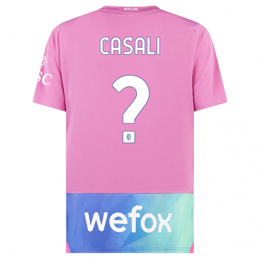 Herren Fußball Michele Casali #0 Pink Lila Ausweichtrikot Trikot 2023/24 T-Shirt Luxemburg