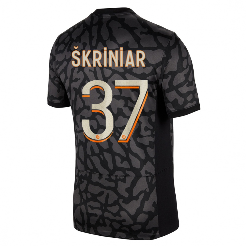 Herren Fußball Milan Skriniar #37 Schwarz Ausweichtrikot Trikot 2023/24 T-Shirt Luxemburg