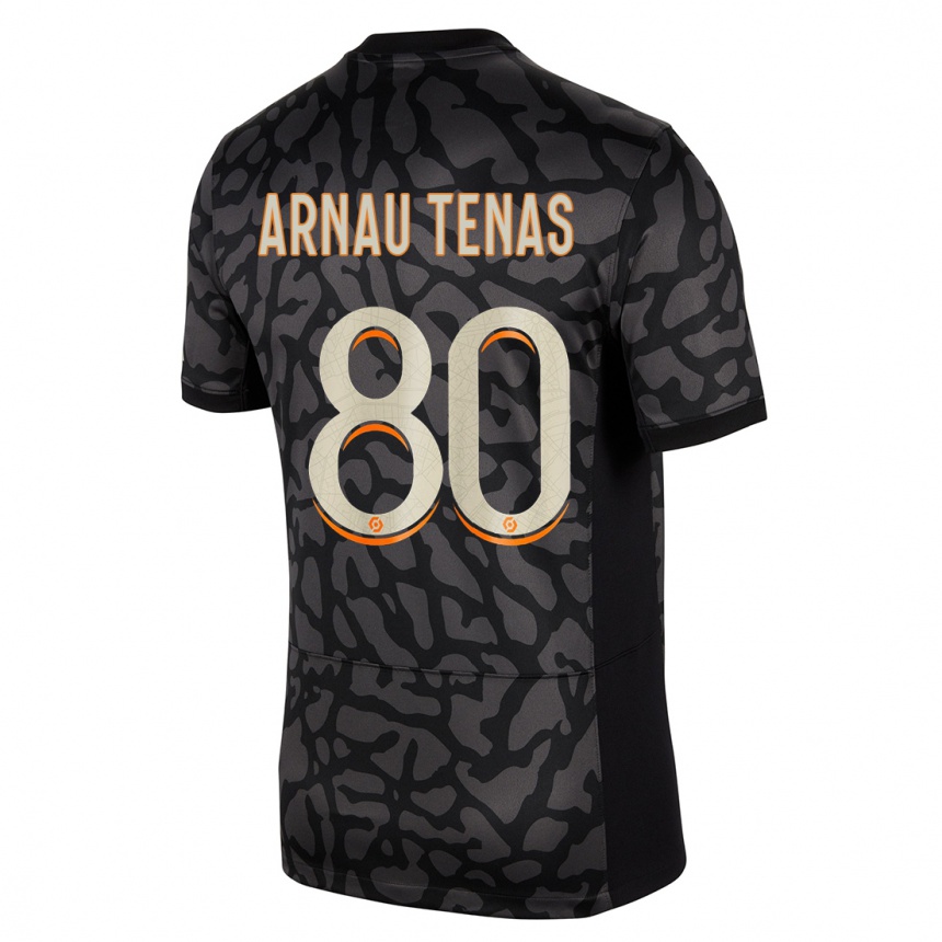 Herren Fußball Arnau Tenas #80 Schwarz Ausweichtrikot Trikot 2023/24 T-Shirt Luxemburg