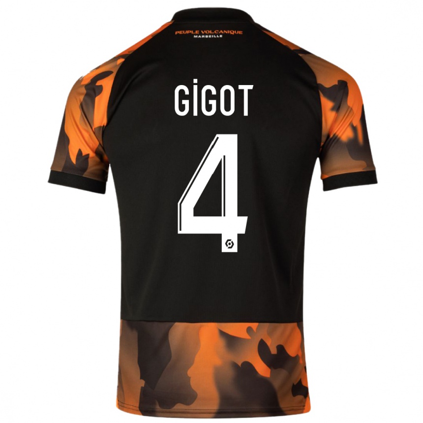 Herren Fußball Samuel Gigot #4 Schwarzorange Ausweichtrikot Trikot 2023/24 T-Shirt Luxemburg