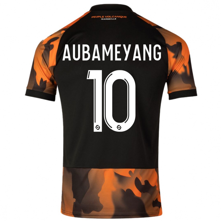 Herren Fußball Pierre-Emerick Aubameyang #10 Schwarzorange Ausweichtrikot Trikot 2023/24 T-Shirt Luxemburg