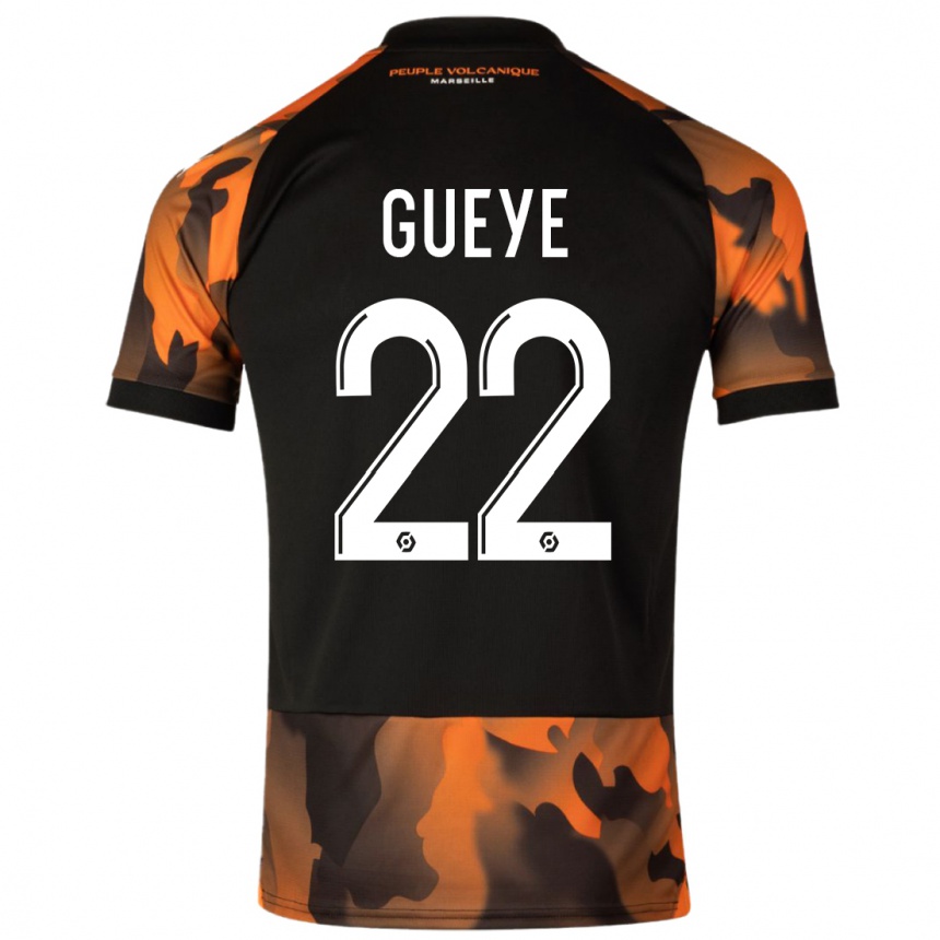 Herren Fußball Pape Gueye #22 Schwarzorange Ausweichtrikot Trikot 2023/24 T-Shirt Luxemburg