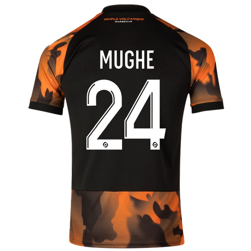 Herren Fußball François Mughe #24 Schwarzorange Ausweichtrikot Trikot 2023/24 T-Shirt Luxemburg