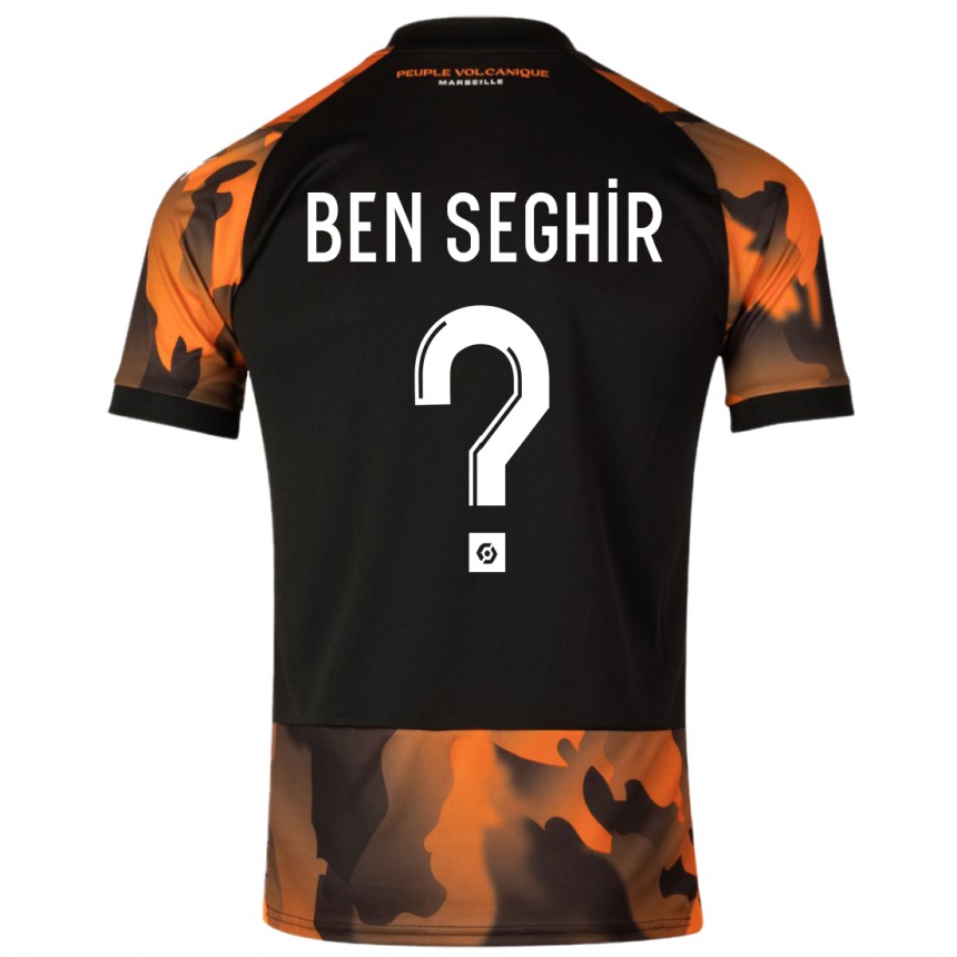 Herren Fußball Salim Ben Seghir #0 Schwarzorange Ausweichtrikot Trikot 2023/24 T-Shirt Luxemburg