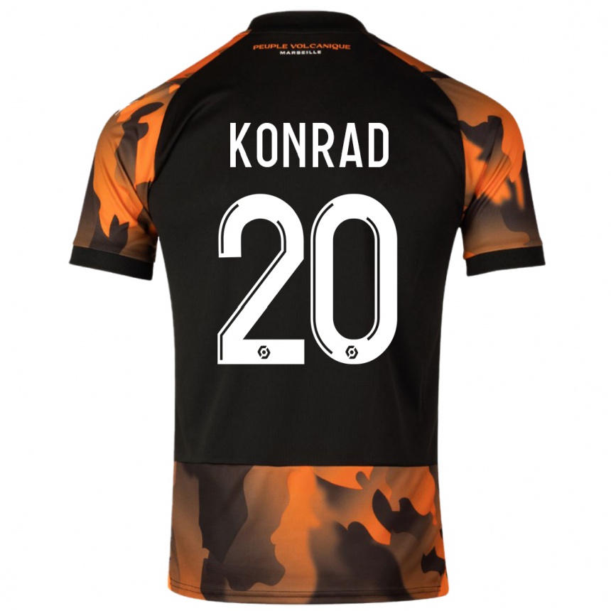 Herren Fußball Konrad De La Fuente #20 Schwarzorange Ausweichtrikot Trikot 2023/24 T-Shirt Luxemburg