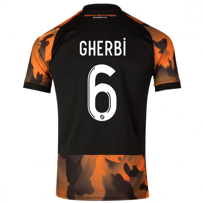 Herren Fußball Candice Gherbi #6 Schwarzorange Ausweichtrikot Trikot 2023/24 T-Shirt Luxemburg