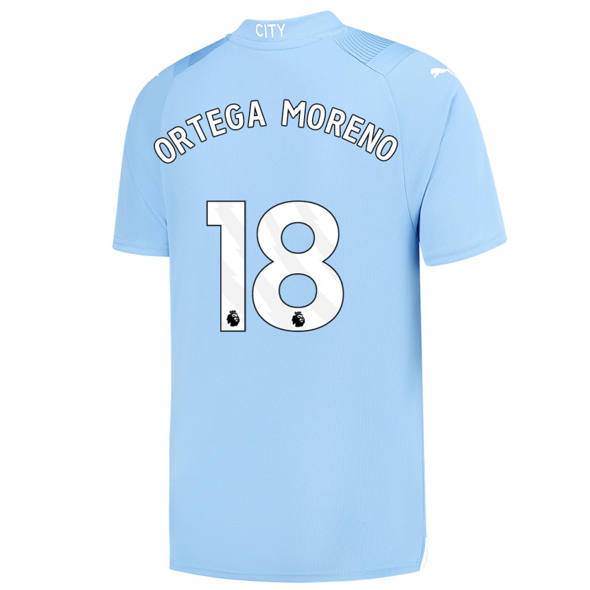 Damen Fußball Stefan Ortega Moreno #18 Hellblau Heimtrikot Trikot 2023/24 T-Shirt Luxemburg