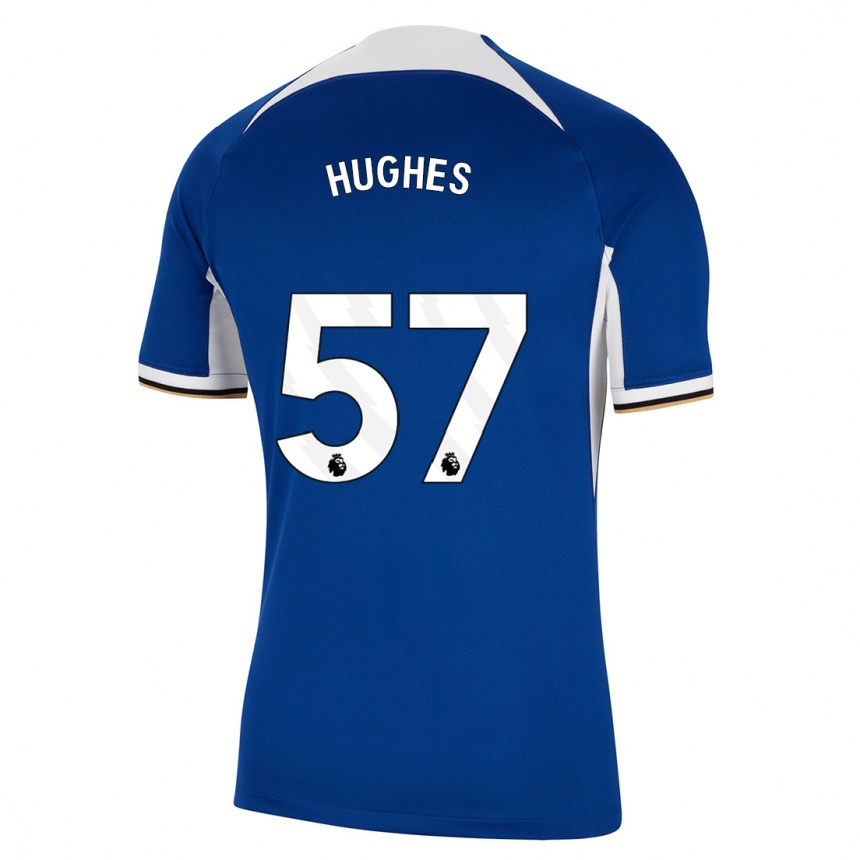 Damen Fußball Brodi Hughes #57 Blau Heimtrikot Trikot 2023/24 T-Shirt Luxemburg