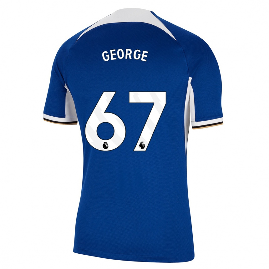 Damen Fußball Tyrique George #67 Blau Heimtrikot Trikot 2023/24 T-Shirt Luxemburg