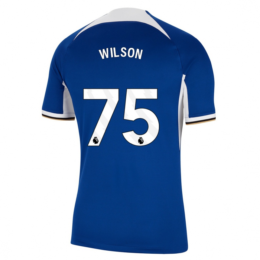 Damen Fußball Kaiden Wilson #75 Blau Heimtrikot Trikot 2023/24 T-Shirt Luxemburg