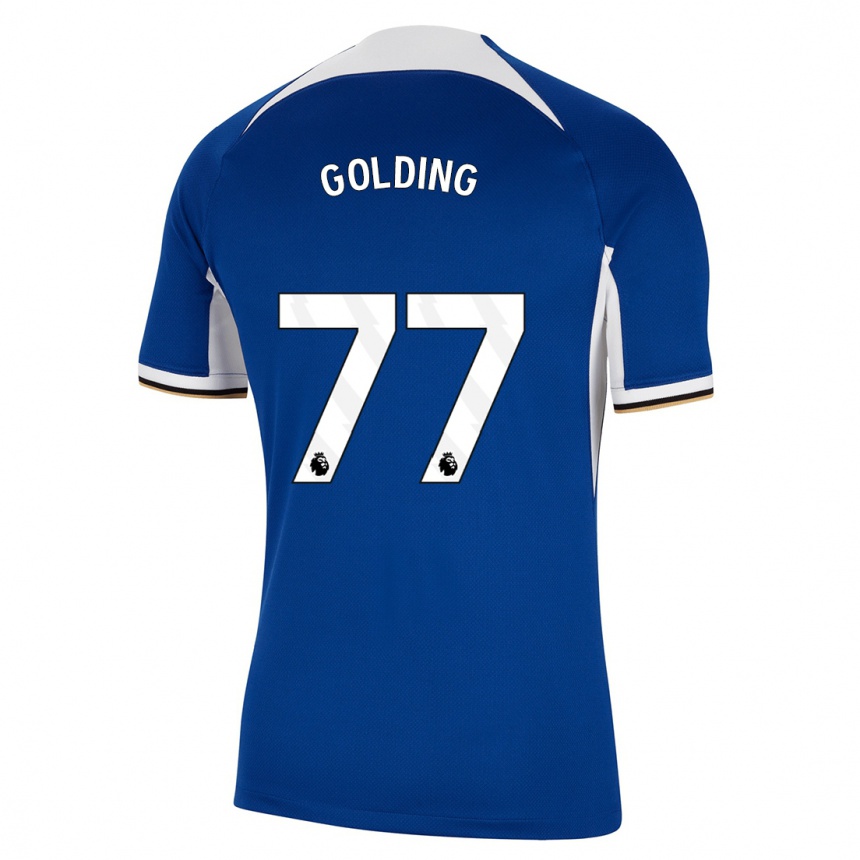 Damen Fußball Michael Golding #77 Blau Heimtrikot Trikot 2023/24 T-Shirt Luxemburg