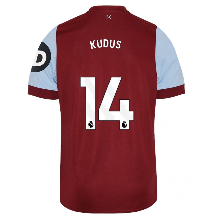 Damen Fußball Mohammed Kudus #14 Kastanienbraun Heimtrikot Trikot 2023/24 T-Shirt Luxemburg