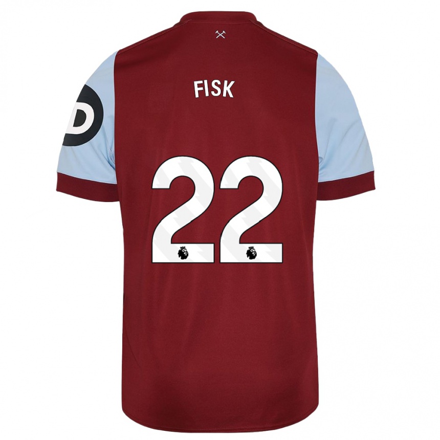 Damen Fußball Grace Fisk #22 Kastanienbraun Heimtrikot Trikot 2023/24 T-Shirt Luxemburg