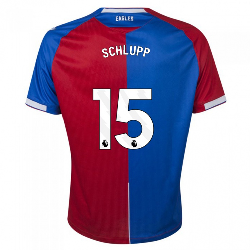 Damen Fußball Jeffrey Schlupp #15 Rot Blau Heimtrikot Trikot 2023/24 T-Shirt Luxemburg