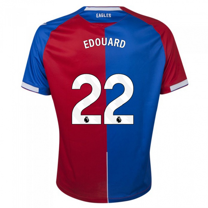 Damen Fußball Odsonne Edouard #22 Rot Blau Heimtrikot Trikot 2023/24 T-Shirt Luxemburg