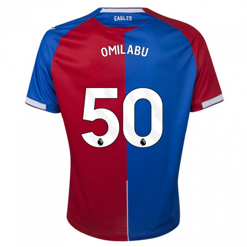 Damen Fußball David Omilabu #50 Rot Blau Heimtrikot Trikot 2023/24 T-Shirt Luxemburg