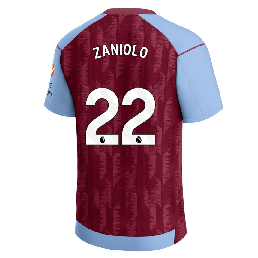 Damen Fußball Nicolo Zaniolo #22 Weinrotblau Heimtrikot Trikot 2023/24 T-Shirt Luxemburg