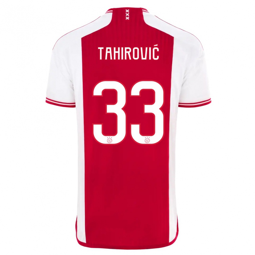 Damen Fußball Benjamin Tahirovic #33 Rot-Weiss Heimtrikot Trikot 2023/24 T-Shirt Luxemburg