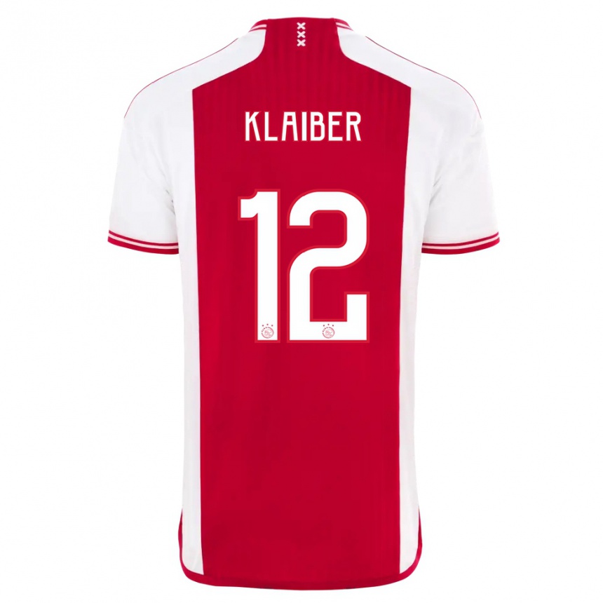 Damen Fußball Sean Klaiber #12 Rot-Weiss Heimtrikot Trikot 2023/24 T-Shirt Luxemburg